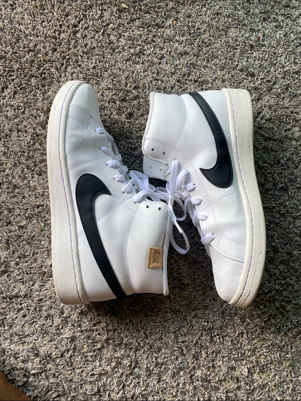Nike White High-Top Sneakers with Black Swoosh Size 12 MEN